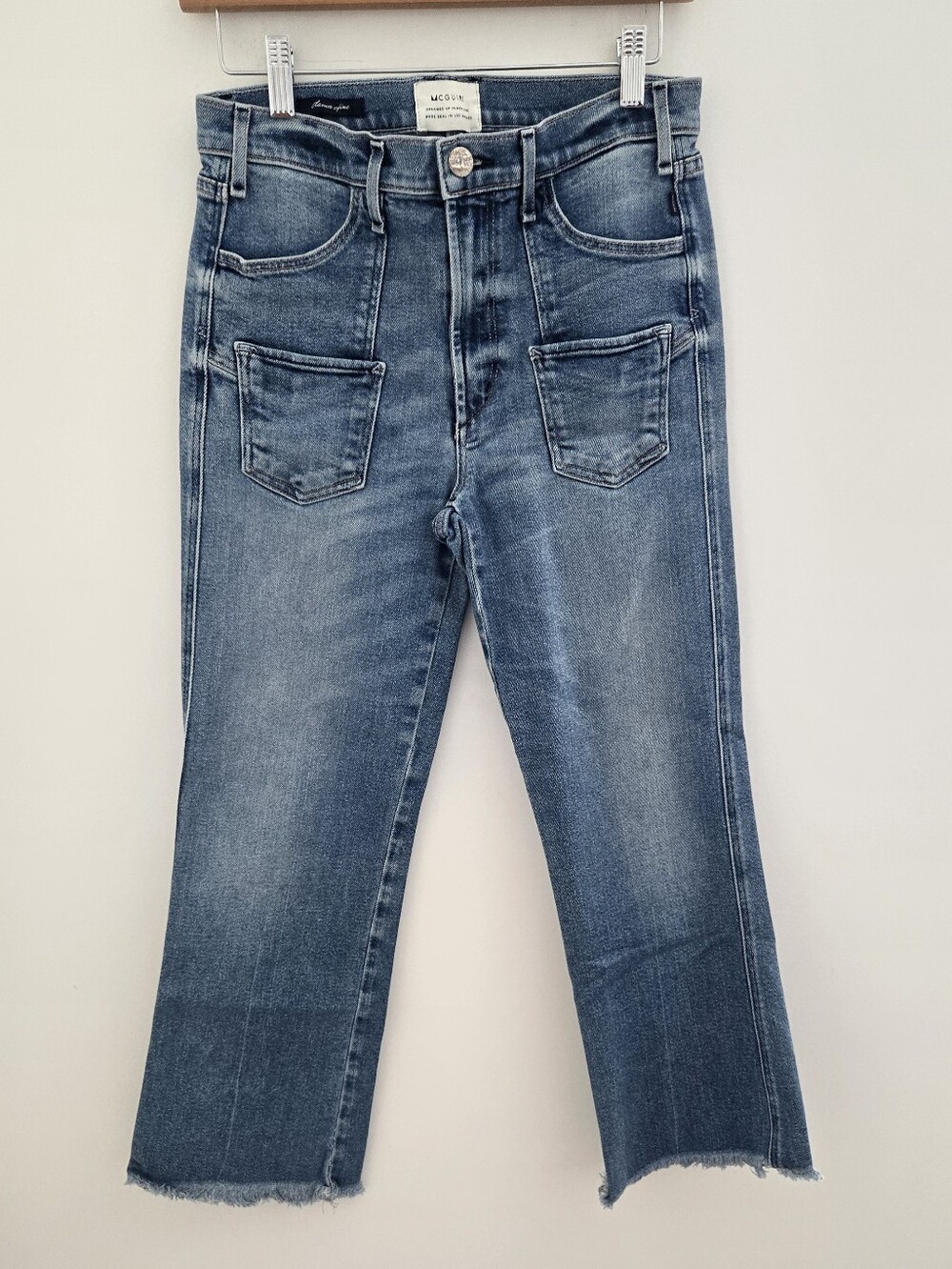 McGuire Denim High Rise Crop Flare Jeans Frayed Hem 29